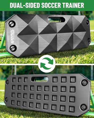 2-in-1 Soccer Rebounder with Adjustable Dual-Sided Rebound Board, Soccer Rebounder Net for Passing, Volleys & Ground Drills, Soccer Training Rebound Net for Solo & Team Practice