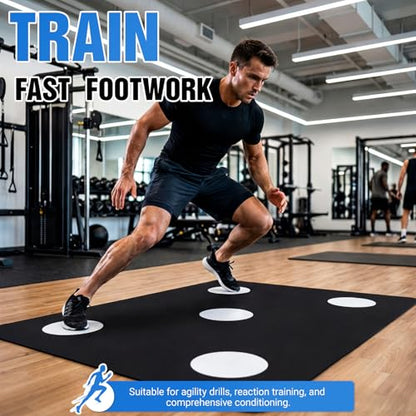 Dot Drill Mat for Reaction Speed Training Non-Slip 48.5 x 36 Inch Basketball Soccer Footwork Training Mat for Sports, Fitness, Improve Speed, Strength and Coordination