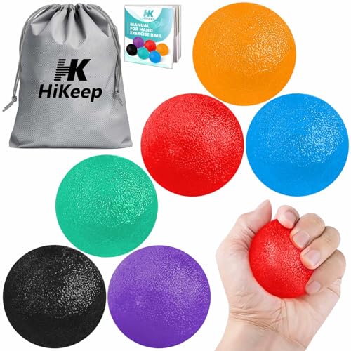 Stress Balls for Adults (6 Pack), Stress Ball, Hand Strengthening Devices, Hand Exercisers for Strength, Exercise Squeeze Squishy Wrist Ball, Physical Therapy Exerciser, Grip Strength Trainer
