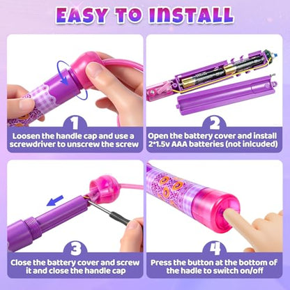 Led Jump Rope for Girls Kids -Glowing Jump Ropes Flashing Colorful Exercise Skipping rope Light Up Luminous Adjustable Skipping Ropes for Girls Boys Women Fitness Weight Loss