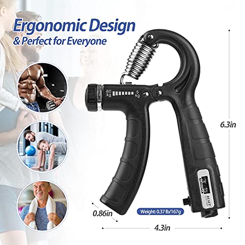 NIYIKOW 2 Pack Grip Strength Trainer with Counter, Hand Grip Strengthener, Adjustable Resistance 11-132Lbs (5-60kg), Forearm Strengthener, Perfect for Athletes Musicians