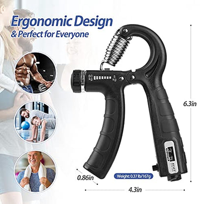 NIYIKOW 2 Pack Grip Strength Trainer with Counter, Hand Grip Strengthener, Adjustable Resistance 11-132Lbs (5-60kg), Forearm Strengthener, Perfect for Athletes Musicians