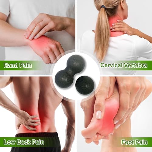 Hard Peanut Massage Ball - Double Ball for Trigger Point Therapy, Myofascial Release, Deep Tissue Fitness Massage & Relax Tight Muscles, Peanut Ball 16cm & Trigger Point Massage Ball 8cm (B)