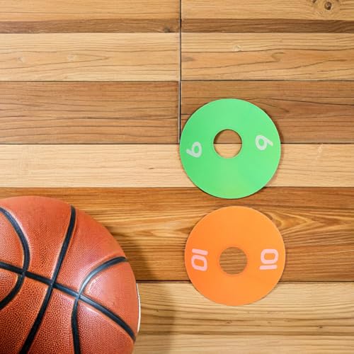 10pcs Soccer Training Discs and Cones Set, Flat Numbered Spot Markers 1-10 for Football and Basketball Agility Drills, Sturdy Plastic Sports Equipment for Outdoor Field Practice