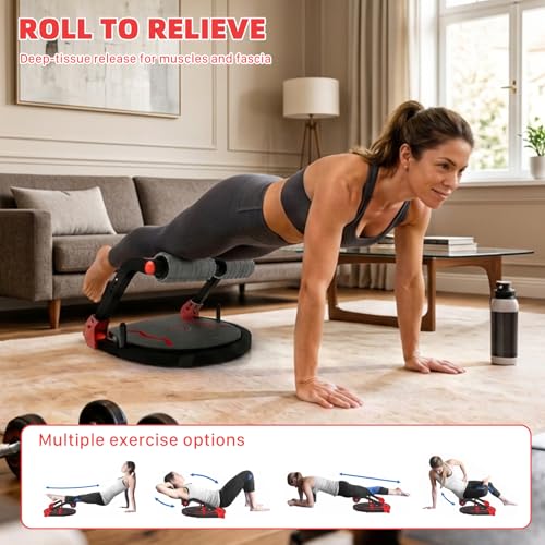 Sit Up Machine, Upgraded Ab Machine with Flat Backrest, Sit Up Exercise Equipment for Home Gym, Core Workout Ab Trainer with 4-Level Resistance, Massage Roller & Reinforced Steel Frame Holds 330LBS Max for Men & Women