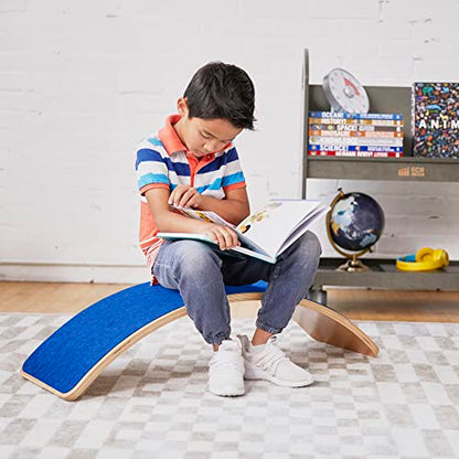 ECR4Kids Balance Board with Felt Base, Montessori Toy, Blue - color: Blue