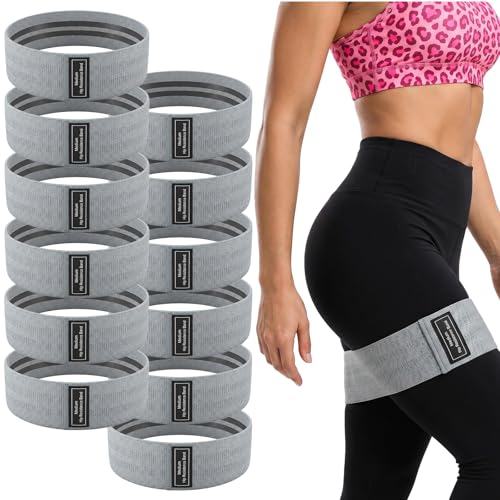 12 Pcs Fabric Resistance Bands for Working Out Booty Bands for Women Men Non Slip Cloth Exercise Band for Legs Squat Hip Thigh Glute Yoga Pilates Home Gym