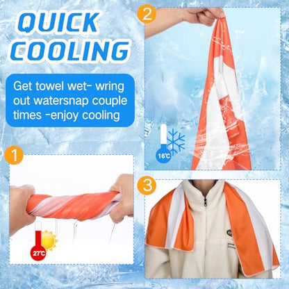 20 Pieces Cooling Towels Bulk for Neck and Face 40 x 12 Inch Double Layer Microfiber Soft Breathable Chilly Orange Cold Towels for Gym Yoga Camping Running Workout Travel Sports