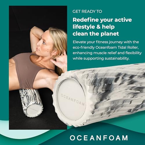 Tidal Roller - Black Marbled - Muscle Massage Foam Roller for Back Pain & Stretching - Firm and Ergonomic Wide Wave Textured - Yoga, Athletics, & Wellness - Full Size, 20" x 5" - color: Black Marbled