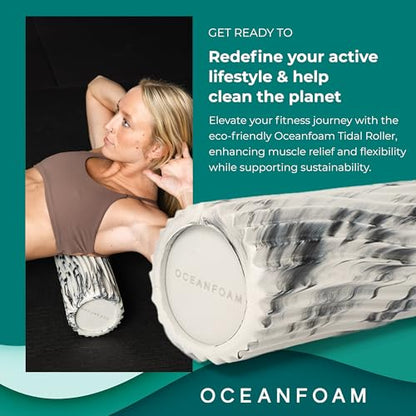 Tidal Roller - Black Marbled - Muscle Massage Foam Roller for Back Pain & Stretching - Firm and Ergonomic Wide Wave Textured - Yoga, Athletics, & Wellness - Full Size, 20" x 5" - color: Black Marbled