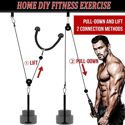 LAT Pulley System for Home Gym – Strength Training Fitness Equipment Cable Machine for Triceps, Biceps, Back & Shoulder Workouts - color: Triceps Rope