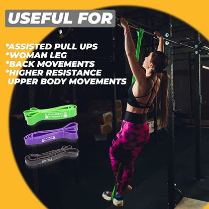 Draper's Strength Heavy Duty Resistance Stretch Loop Bands for Powerlifting Workout Exercise and Assisted Pull Ups - color: #01 Yellow