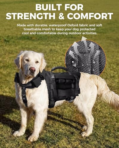Tactical Weighted Dog Vest for Exercise with Adjustable Weighted Collar, Pocketed Design, Dog Weight Vest Suitable for Walking, Strength Training, Muscle Building with Medium & Large Dogs (L)