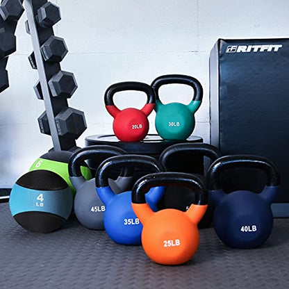 RitFit Neoprene Coated Kettlebell Weight Set, Solid Cast Iron - color: 15LB(Sky Blue)