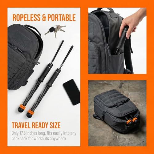 Ropeless Battle Ropes for Home Gym - Silent Cordless Battle Ropes with Adjustable Resistance, No Anchoring Needed, Portable Workout Equipment for HIIT, Strength & Cardio - Black