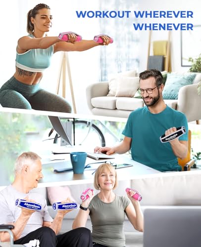AboveGenius Hand Weights for Women Men, 6pc Soft Dumbbell Set (1lb 2lb 3lb 4lb) Walking Weights with Hand Straps, Comfortable Iron Sand Filled Dumbbells for At Home Workout, Running, Yoga, Pilates, Physical Therapy, 12lbs/18lbs Total
