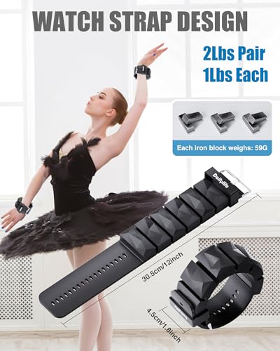 DAILYLIFE Ankle Weights, Pilates Adjustable Ankle Weights for Women Men, Wrist Weights, Leg Weight Straps, 2 lb Hand Weights Set for Home Gym Fitness, Workout, Walking