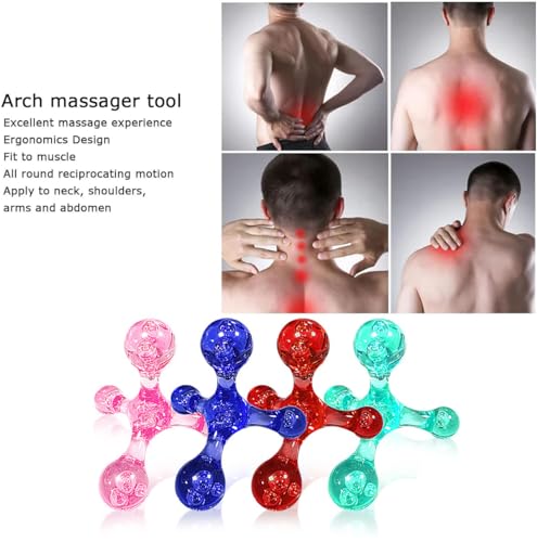 Trigger Point Massage Tools - 2 Pcs 4 Press Point Self Massage Balls Manual Massager for Deep Tissue Pain Relief (Blue)