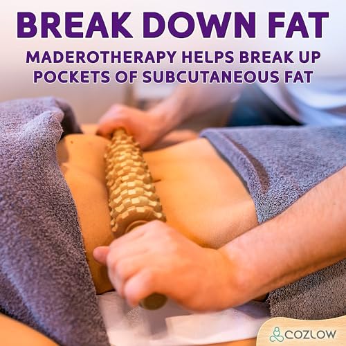 Wooden Massage Roller Stick (12 Rollers) - Curved Wood Therapy Massage Tool for Body Sculpting, Fascia Release & Lymphatic Drainage - Maderotherapy Helps Reduce Cellulite Appearance
