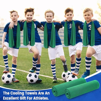 100 Pack Cooling Towels, 40"x12" Cooling Towels for Neck and Face Breathable Soft Chilly Sweat Rag Microfiber Sport Rags for Gym Yoga Golf Running - color: Green