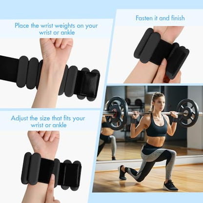 Wrist Ankle Weights for Women, Adjustable Ankle Weights Strength Training Silicone Bracelets Workout Wrist Ankle Weights for Men Women Yoga Running Dance Ankle Arm Leg Weights (2lb) - color: Black