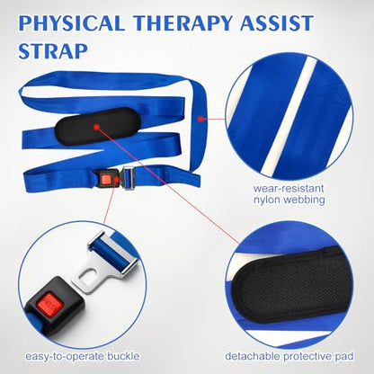 Mobilization Belt with Adjustable Thick Cushioning Pad – Advanced Mobilization Belt for Physical Therapy, a Manual Therapy Aid Designed for Physiotherapists in Rehabilitation, Stretching, and Mobilization Exercises, Blue
