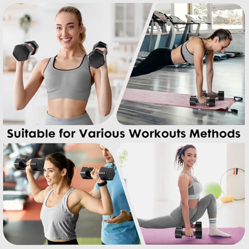 EQUIPRO Adjustable Dumbbell Set, 4 in 1 Free Weights Dumbbells Set for Women, Weights for Women at Home, 2lb 3lb 4lb 5lb with TPU Soft Rubber Handle for Home Gym Exercise Training - color: Black