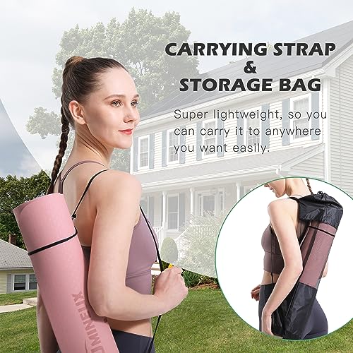 UMINEUX Yoga Mat Extra Thick 1/3'' & 2/5" Non Slip Yoga Mats for Women Eco Friendly TPE Fitness Exercise Mat with Carrying Sling & Storage Bag