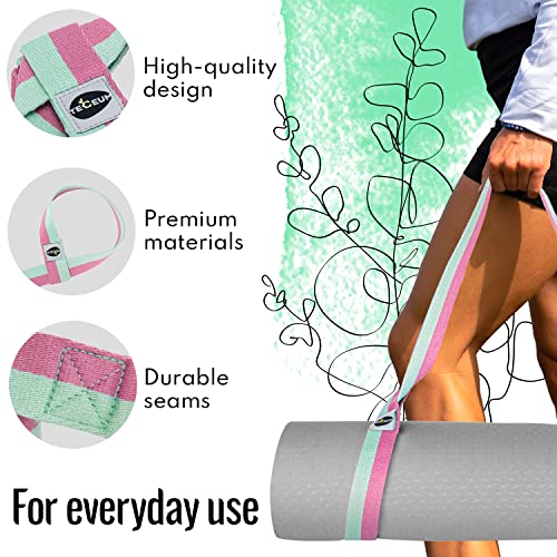 TECEUM Yoga Mat Strap – Extra Soft & Thick Cotton Carrier for All Mats - color: Lavander Green, size: 64 IN