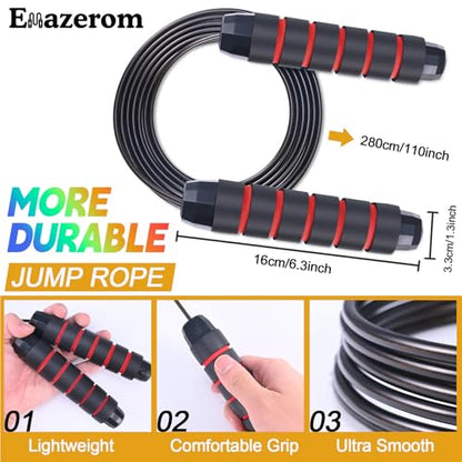 Jump Rope for Women Men Kids, Adjustable Skipping Rope with Ball Bearings, Professional Jumping Rope with Foam Handles, Tangle-Free Rapid Speed Jump Ropes for Fitness Workout Boxing Exercise - color: Red