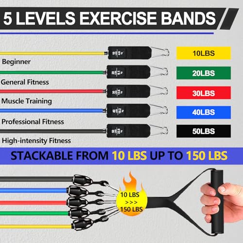 Resistance Bands,Exercise Bands,Resistance Bands for Working Out with Handles for Men and Women,Workout Bands with Door Anchor and Ankle,Strength Training Home Gym Equipment