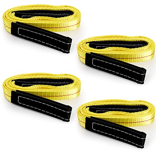 4 Pack Lifting Sling Straps, 6'x 1" Durable Nylon Tow Straps Rigging Strap with 2 Wide Flat Eye Loops, Tree Saver Recovery Securing Strap Web Sling for Fitness, Wearing Guard, Moving Furniture