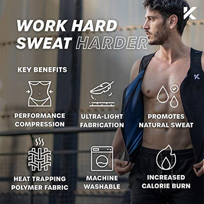 Kewlioo Men's Heat Trapping Zipper Sweat Enhancing Vest - Sauna Suit Shirt Compression Vest Shapewear Top for Gym Exercise - color: Black, size: XX-Large-3X-Large