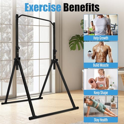 Foldable Pull Up Bar, Power Tower Workout Dip Station Height Adjustable Pull Up Bar for Home, Multifunction Fitness Tower Station Gym Training Equipment