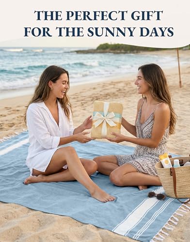 LANE LINEN Beach Towel 4 Pack, Oversized Beach Towels for Adults - Sky Blue - color: 03: Sky Blue, size: Pack of 4