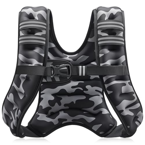 ZELUS Weighted Vest, 6lb/8lb/12lb/16lb/20lb/25lb/30lb Weight Vest with Reflective Stripe for Workout, Strength Training, Running, Fitness, Muscle Building, Weight Loss, Weightlifting - color: Black Camo, size: 12lb