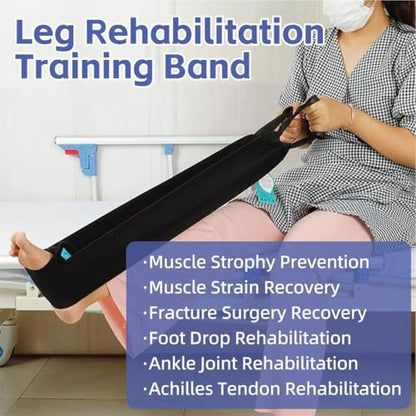 Leg Lifter Strap & Stretching Aid for Stroke Recovery, Hands-Free Physical Therapy Band for Elderly & Bedridden, Leg Rehabilitation Equipment for Knee/Hip Surgery & Foot Drop (1 Foot+ Waist Belt) - color: 1 Foot+ Waist Belt