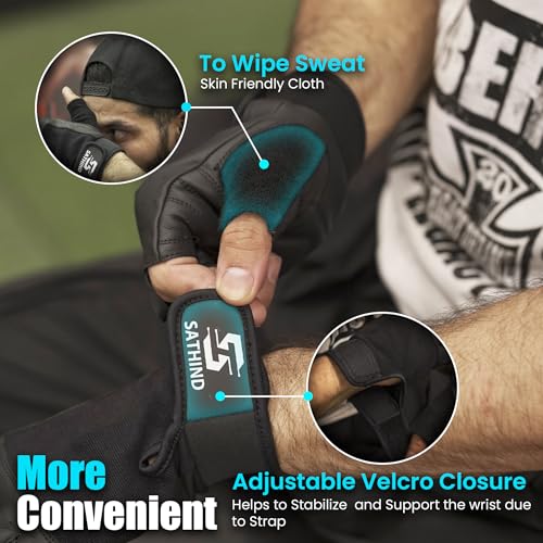 Leather Workout Gloves for Men & Women – Anti-Slip Weightlifting, Gym, and Cycling Gloves with StretchBack Mesh, Full Palm Protection Extra Grip for Fitness & Cross-Training Gloves
