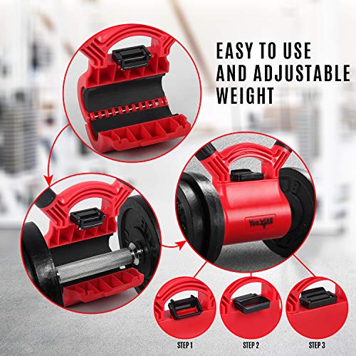 Yes4All Kettlebells Grip, Dumbbell Grip Handle, Convert Dumbbells into Kettlebell for Home Gym, Kettlebell for Weights Plate - color: C. Red/ Black