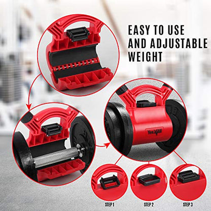 Yes4All Kettlebells Grip, Dumbbell Grip Handle, Convert Dumbbells into Kettlebell for Home Gym, Kettlebell for Weights Plate - color: C. Red/ Black