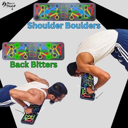 Pushup Board + Tummy Trimmer with Adjustable Hand Gripper 5 to 60 kg for Building a Complete Strength Building Home gym - TRICEP Exerciser, Bicep Builder, Chest Expander, Back Bitters