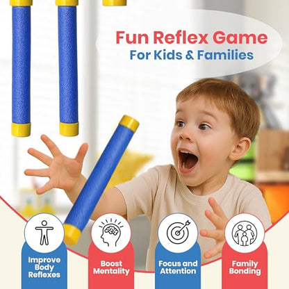 Reflex Drop Sticks, Reflex Challenge Game for Kids, Hand Eye Coordination Training Equipment Toy for Adults - Reaction Time Training with Upgrade Remote Control, 3 Adjustable Speeds