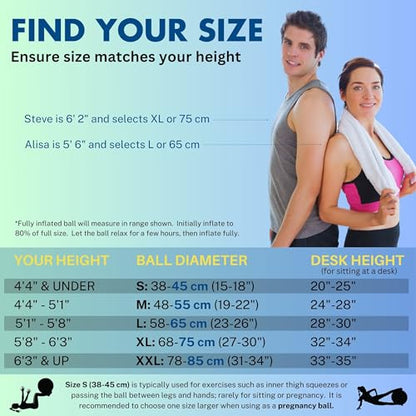 ProBody Pilates Yoga Ball - Vibrant Colors Exercise Ball - color: Turquoise, size: M: 19-22" (55 cm)