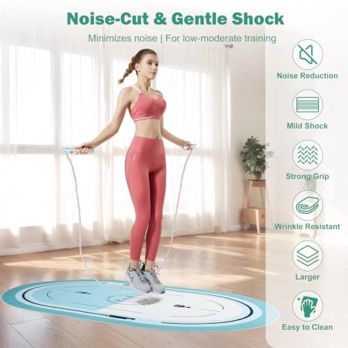 Jump Rope Mat, Large Format Non Slip Mat, Home Workout Exercise Mat, Floor Protect Durable, 63x39x0.31 Inch, Bonus Skipping Rope