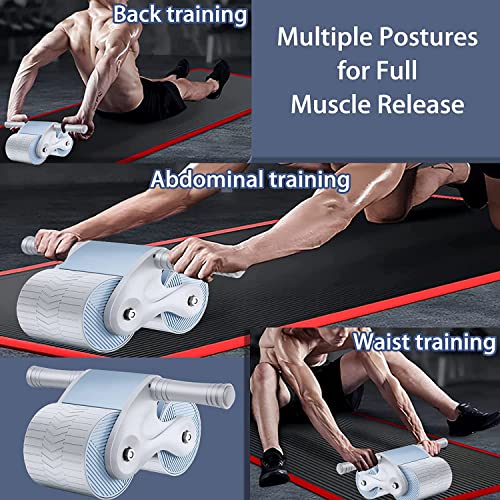Ab Wheel Roller Automatic Rebound with Knee Pad Mat,Core Muscle Ab Trainer,Double Round Abdominal Muscle Wheel,Ab Workout Exercise Wheel Equipment for Male Female Beginners Lose Weight
