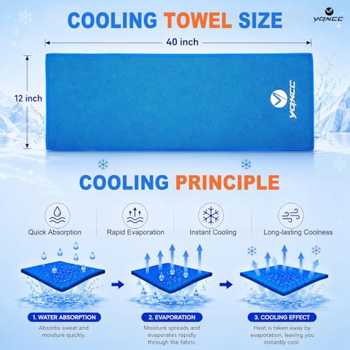 4 Pack Cooling Towels (40"x12"), Ice Cool Neck Towel, Soft Breathable Microfiber for Gym, Yoga, Golf, Running, Camping & All Hot Weather Activities - color: 2 Light Blue/ 2 Light Gray