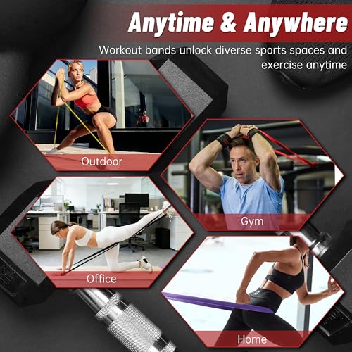 Resistance Bands for Working Out, 4-Level Pull Up Assistance Bands, Exercise Bands for Women & Men, Stretch Workout Bands for Full-Body Training, Fitness, Physical Therapy, Pull Up Bands at Home, Gym