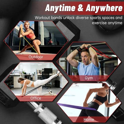 Resistance Bands for Working Out, 4-Level Pull Up Assistance Bands, Exercise Bands for Women & Men, Stretch Workout Bands for Full-Body Training, Fitness, Physical Therapy, Pull Up Bands at Home, Gym