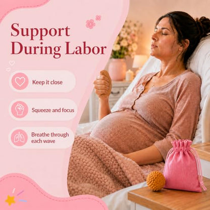 Birth Comb Acupressure Massage Ball Set - Wooden Labor Comb Natural Labor and Delivery Essentials, Mom to Be Gift, New Mom Gifts for Labor Pain Relief