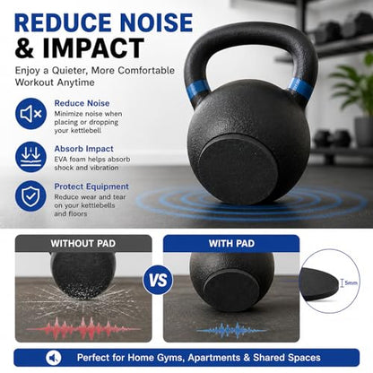 Kettlebell Mat, Self-Adhesive Non-Slip Bottom Mats, Noise Reduction Anti-Scratch Floor Protector Pads for Home Gym Fitness Weight Lifting (Large: 4.72 inch (12cm) Diameter) - size: Large: 4.72 inch (12cm) diameter